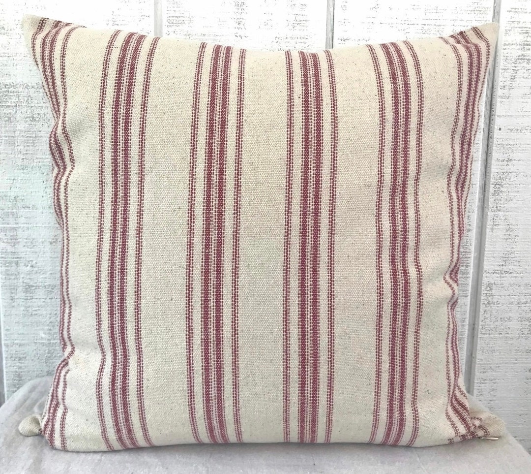Dark Red Grain Sack Pillow Cover 12 Stripe Square or Lumbar Etsy