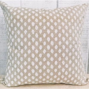 18x18 Lacefield Sahara natural tan pillow cover, invisible zipper closure, same fabric on both sides