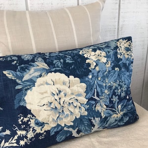 Linen pillow cover, Waverly Ballad Bouquet, Lumbar or squareFrench country, cottage, floral, invisible zipper closure