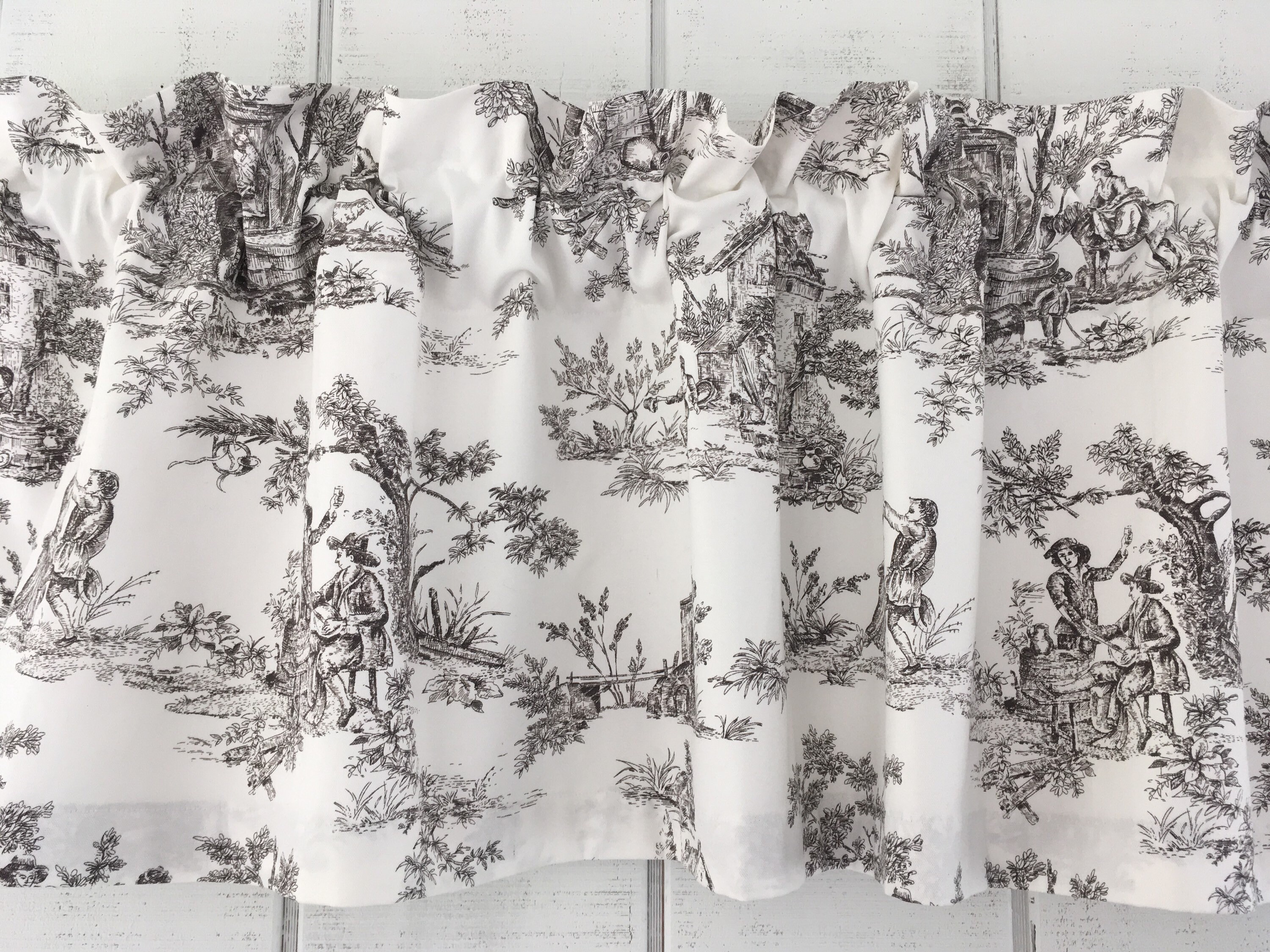 Toile Valance Lined Free Shipping 52 W 15l Etsy