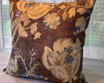 Waverly Adalet Pillow cover in Semi sweet brown, invisible zipper