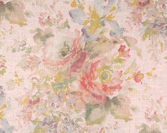 18x18 Pink blush floral pillow cover, Covington Macbeth, Linen Blend