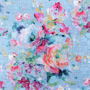 Eggshell Blue floral pillow cover, Covington Macbeth, Linen Blend, French country, cottage, English country