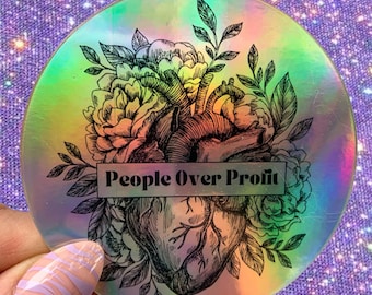 People Over Profit Holographic Sticker 2.5x2.5