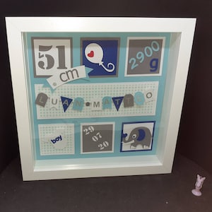 Geschenk zur Geburt Junge oder Mädchen Rahmen 25x25 cm