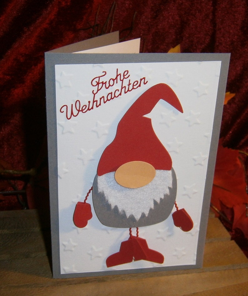 Karte Weihnachtskarte WICHTEL grau oder rot | Etsy
