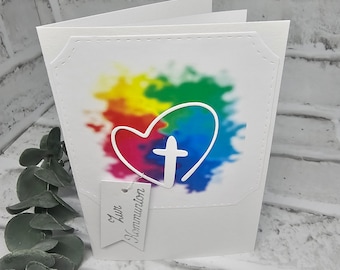 Greeting card heart for communion, confirmation, baptism