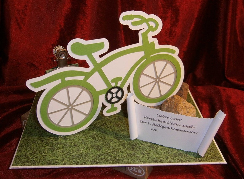 Geldgeschenkverpackung für ein Fahrrad Grün