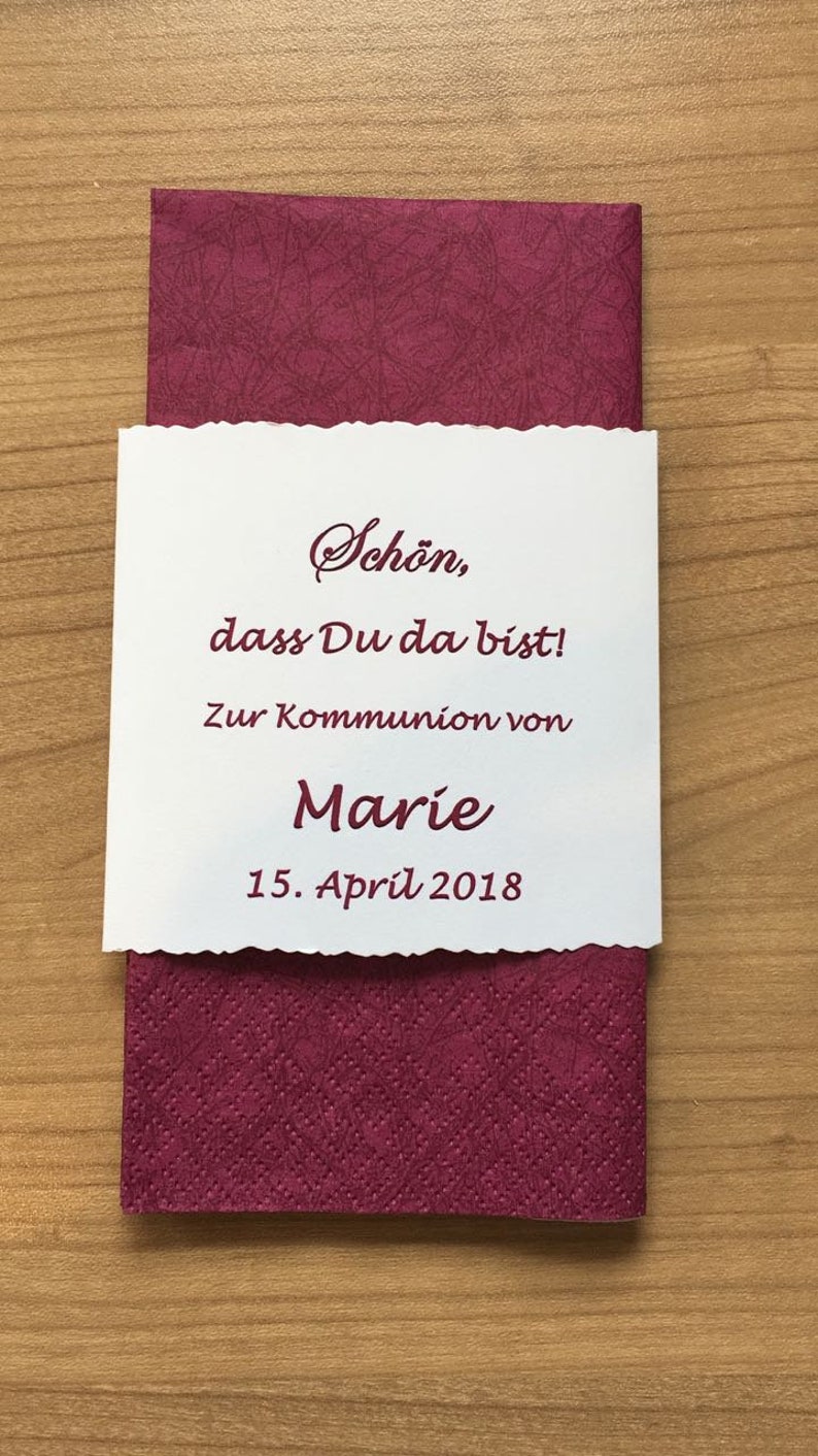 Banderole mit/ohne Name Tischkarte für Serviette 33x33 oder 40x40 cm Bild 3