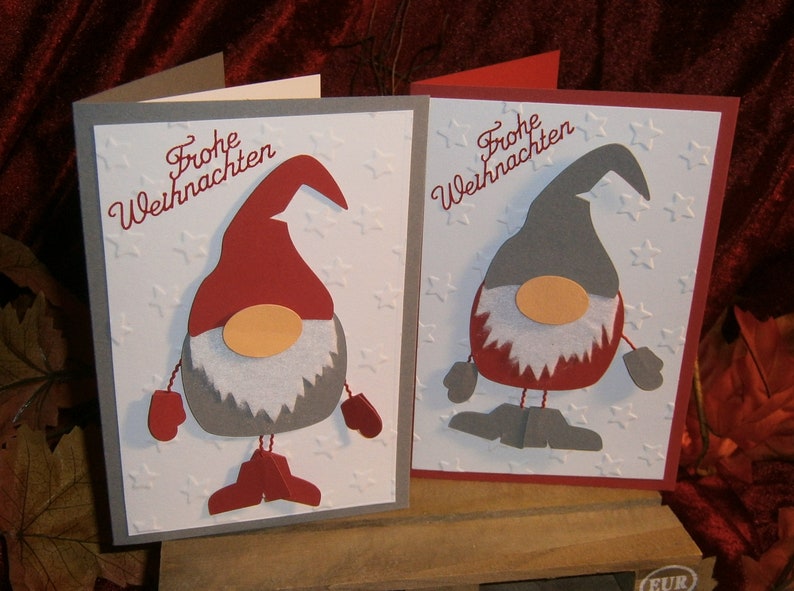 Karte Weihnachtskarte WICHTEL grau oder rot | Etsy