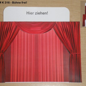 Einladung oder Grußkarte  Vorhang Theater Kino Musical ROT oder BLAU DIN A6