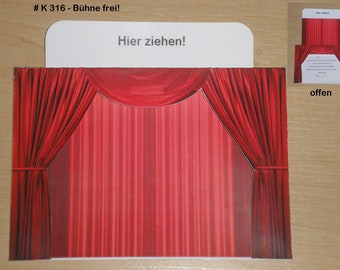 Invitation or greeting card curtain theater cinema musical RED or BLUE in 2 sizes