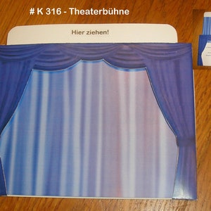 Invitation or greeting card curtain theater cinema musical RED or BLUE in 2 sizes image 4