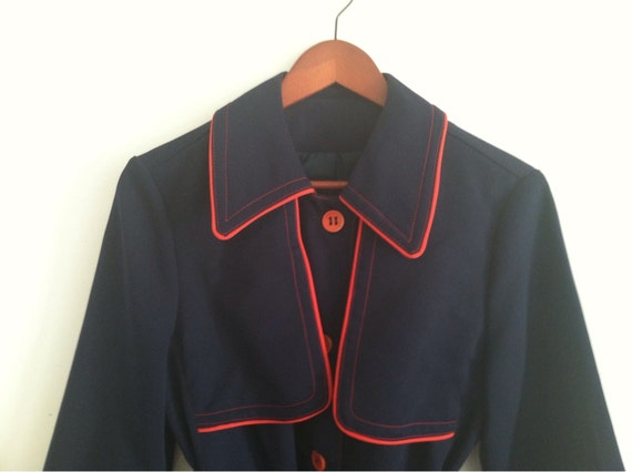 Vintage Navy and Red Spring Coat