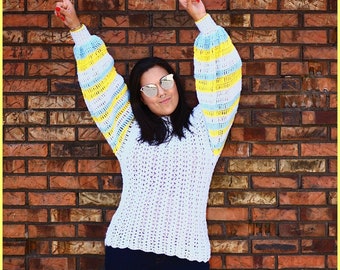 DIGITAL DOWNLOAD: PDF Written Crochet Pattern for the Summer Fun Sweater