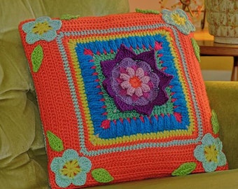 DIGITAL DOWNLOAD: PDF Written Crochet Pattern for the Blooming Daydreams Throw Pillow