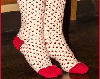 DIGITAL DOWNLOAD: PDF Written Crochet Pattern for the Fair Isle Knee High Socks