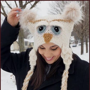 DIGITAL DOWNLOAD: PDF Written Crochet Pattern for the Owl Be Warm Hat image 1