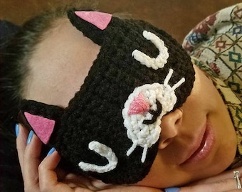 DIGITAL DOWNLOAD: PDF Crochet Pattern for the Feline Rested Sleep Mask