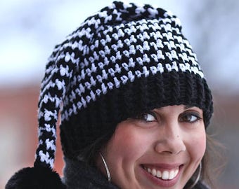 DIGITAL DOWNLOAD: PDF File Written Crochet Pattern for the Houndstooth Stocking Hat