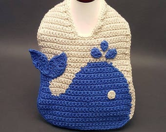 DIGITAL DOWNLOAD: PDF Crochet Pattern for the Blue Whale Baby Bib
