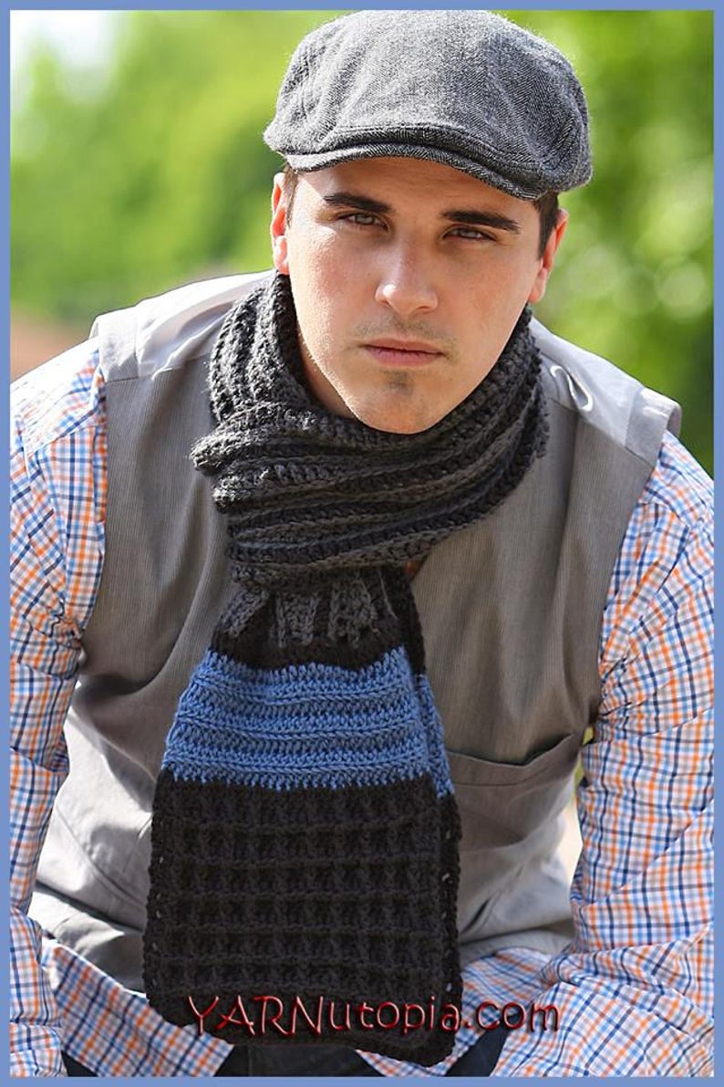 DIGITAL DOWNLOAD: PDF Written Crochet Pattern for the Classic Man Scarf image 1