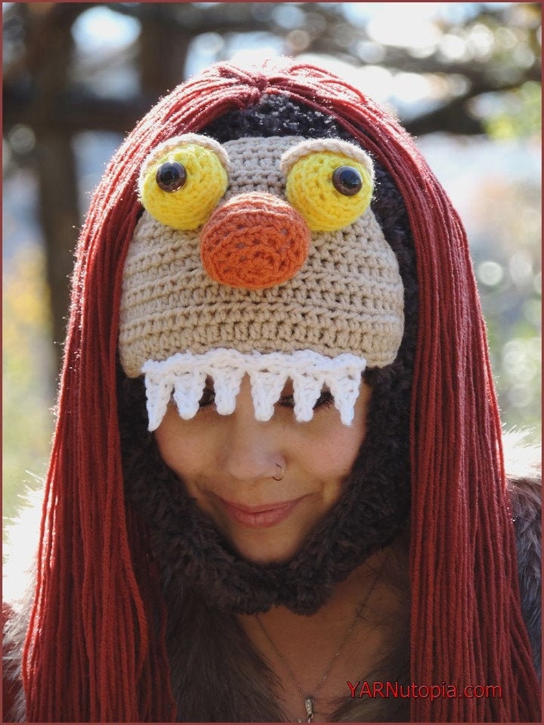 DIGITAL DOWNLOAD: PDF Written Crochet Pattern for the Adult Sized Monster Hats Male and Female Designs image 1