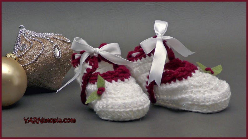 DIGITAL DOWNLOAD: PDF Crochet Pattern for the Holly Days Baby Booties image 2