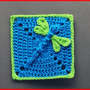 DIGITAL DOWNLOAD: PDF Crochet Pattern for the Dazzling Dragonfly Granny Square