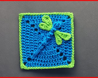 DIGITAL DOWNLOAD: PDF Crochet Pattern for the Dazzling Dragonfly Granny Square