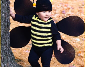 DIGITAL DOWNLOAD: PDF Written Crochet Pattern for the Bumble Bee Romper and Beanie Costume