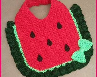 DIGITAL DOWNLOAD: PDF Crochet Pattern for the Watermelon Baby Bib