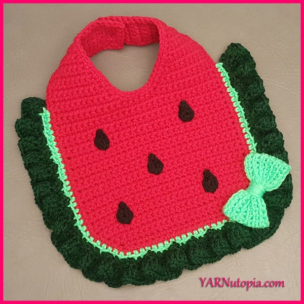 DIGITAL DOWNLOAD: PDF Crochet Pattern for the Watermelon Baby Bib