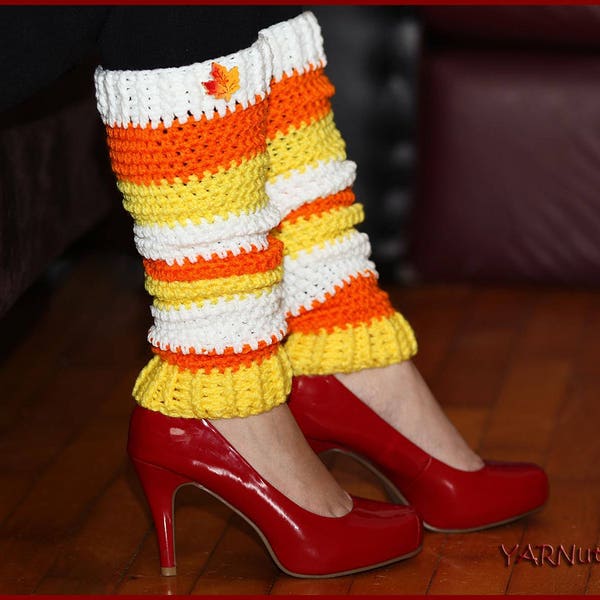 DIGITAL DOWNLOAD: PDF Crochet Pattern for the Candy Corn Leg Warmers