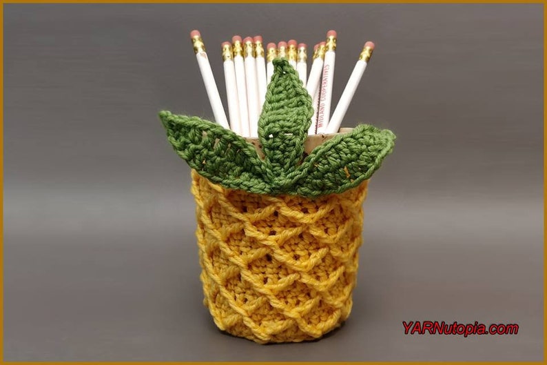 DIGITAL DOWNLOAD: PDF Written Crochet Pattern for the Pineapple Jar Cozy image 1