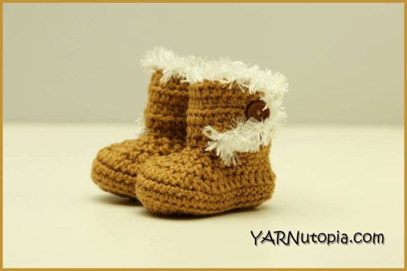 DIGITAL DOWNLOAD: PDF Written Crochet Pattern for the Booties with the Fur image 1