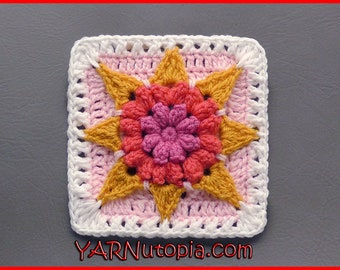 DIGITAL DOWNLOAD: PDF Written Crochet Pattern for the Hello Sunshine Granny Square