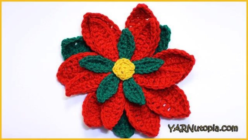 DIGITAL DOWNLOAD: PDF Written Crochet Pattern for the Poinsettia Flower image 1