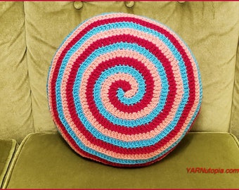 DIGITAL DOWNLOAD: PDF Written Crochet Pattern for the Candy Swirl Pillow