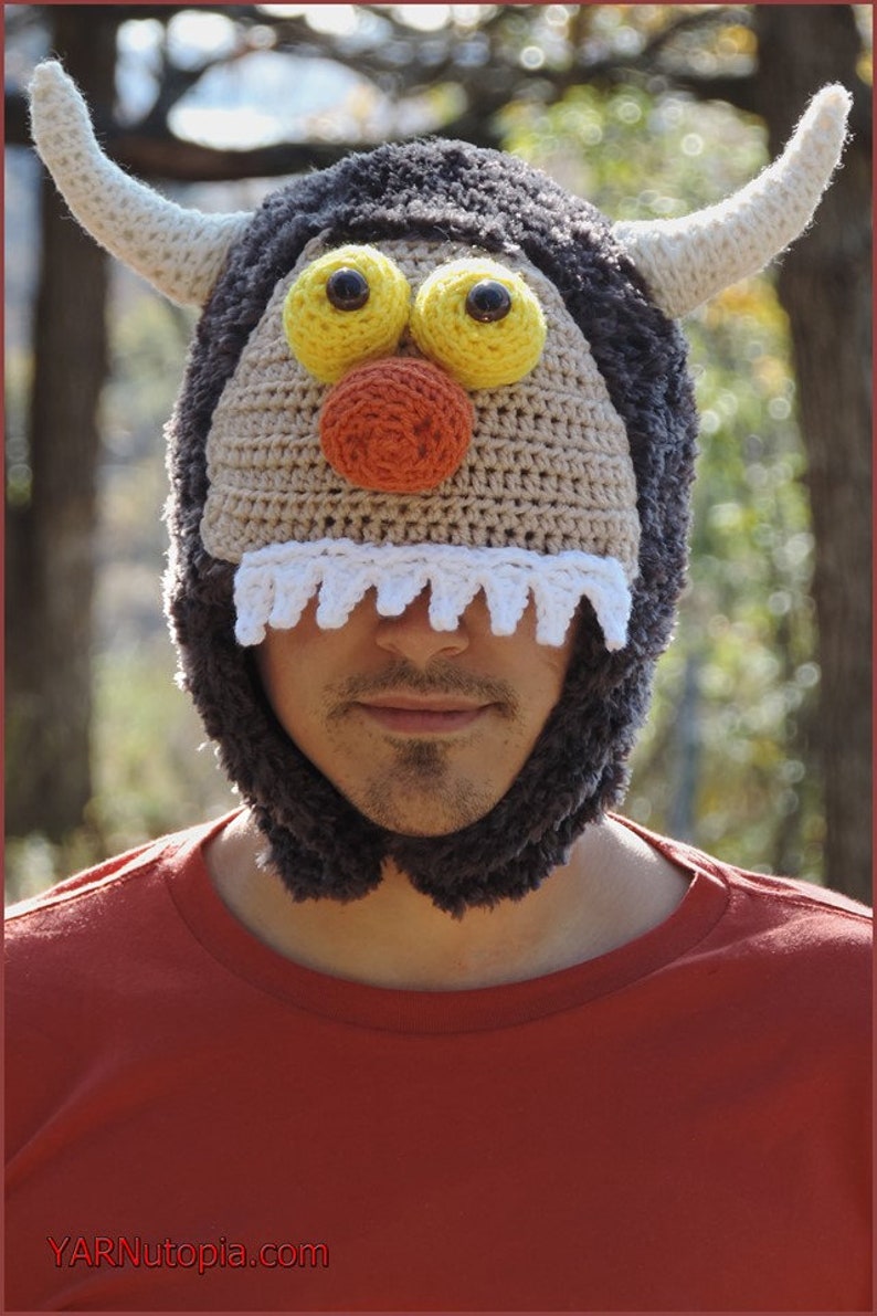 DIGITAL DOWNLOAD: PDF Written Crochet Pattern for the Adult Sized Monster Hats Male and Female Designs image 2