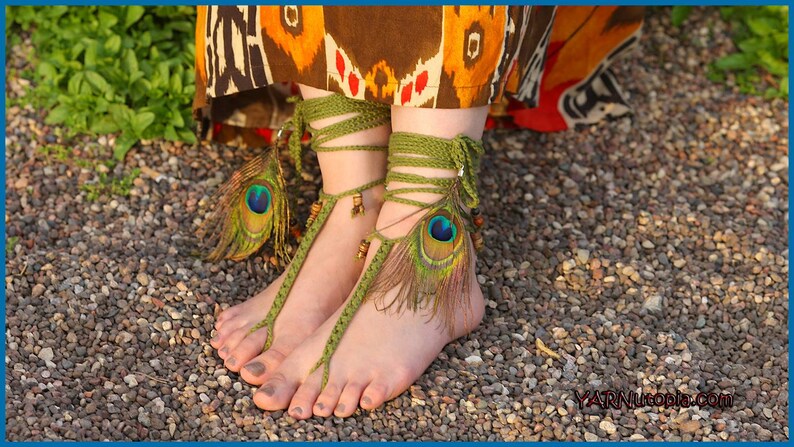 DIGITAL DOWNLOAD: PDF Written Crochet Pattern for the Tribal Barefoot Sandals image 1