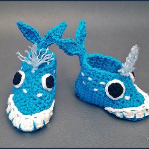 DIGITAL DOWNLOAD: PDF Crochet Pattern for the Whale-y Awesome Baby Booties image 1