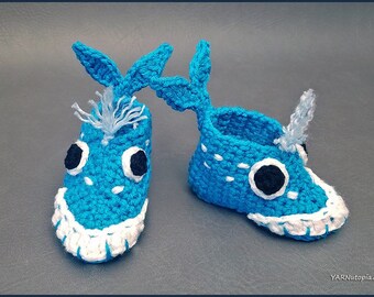 DIGITAL DOWNLOAD: PDF Crochet Pattern for the Whale-y Awesome Baby Booties