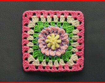 DIGITAL DOWNLOAD: PDF Written Crochet Pattern for the Hey Daisy Bouquet Granny Square