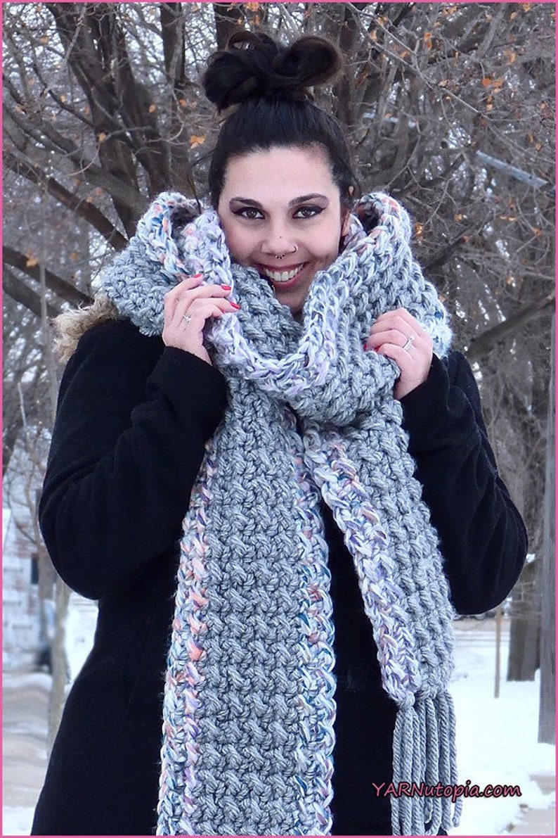 DIGITAL DOWNLOAD: PDF Written Crochet Pattern for the Two Stitch Grande Scarf image 1