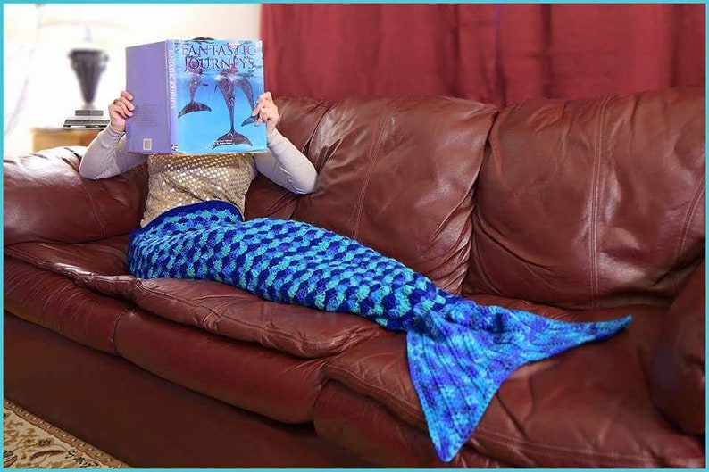 DIGITAL DOWNLOAD: PDF Written Crochet Pattern for the Mermaid Tail Afghan image 1