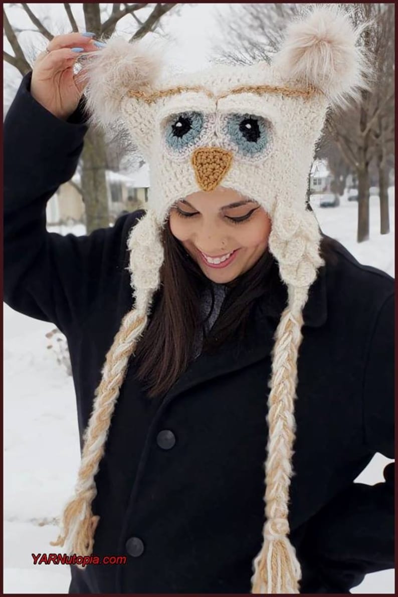 DIGITAL DOWNLOAD: PDF Written Crochet Pattern for the Owl Be Warm Hat image 1