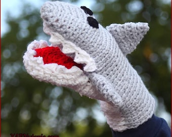 DIGITAL DOWNLOAD: PDF Crochet Pattern for the Great White Shark Hand Puppet