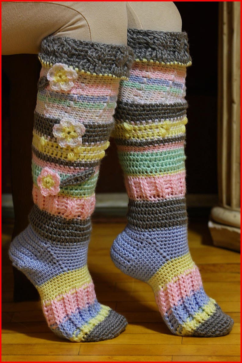 DIGITAL DOWNLOAD: PDF Crochet Pattern for the Knee High Socks image 1