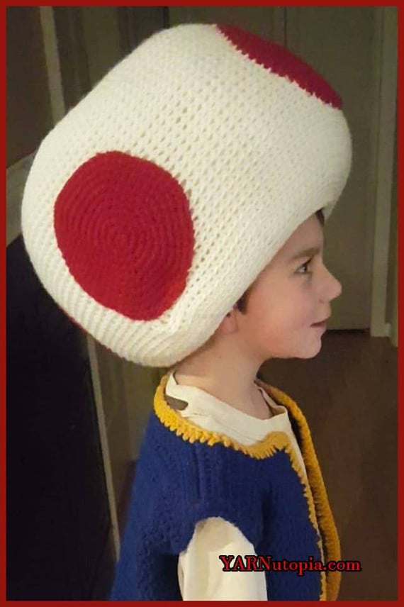 DIGITAL DOWNLOAD: PDF File Written Crochet Pattern for the Toad Costume Hat and Vest Combo